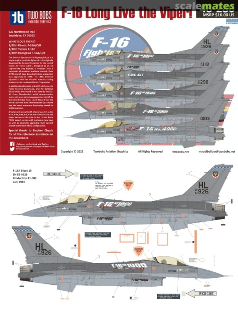 Boxart F-16 Long Live the Viper! 48-280 TwoBobs Aviation Graphics Boxart F-16 Long Live the Viper! 48-280 TwoBobs Aviation Graphics