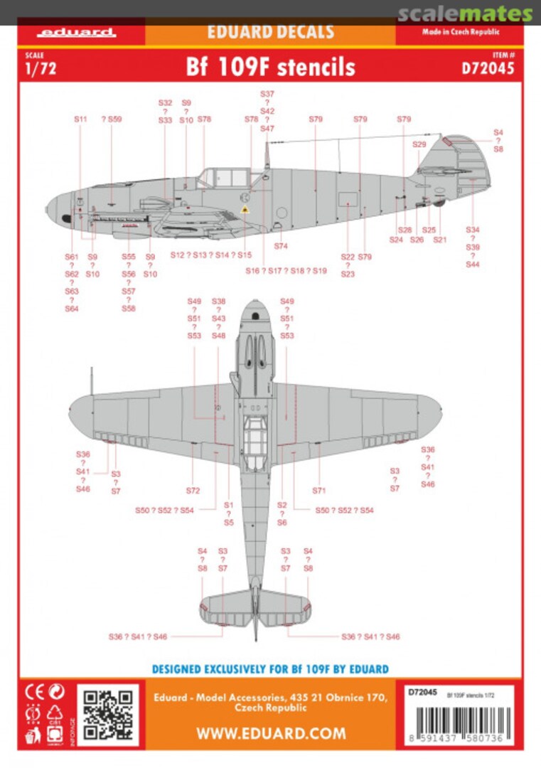 Boxart Bf 109F stencils D72045 Eduard Boxart Bf 109F stencils D72045 Eduard