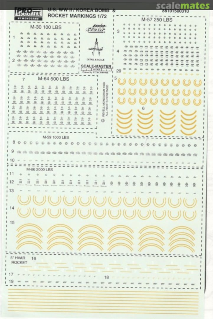 Boxart U.S. WW II / Korea Bomb & Rocket Markings 88101500310 Pro Modeler Boxart U.S. WW II / Korea Bomb & Rocket Markings 88101500310 Pro Modeler