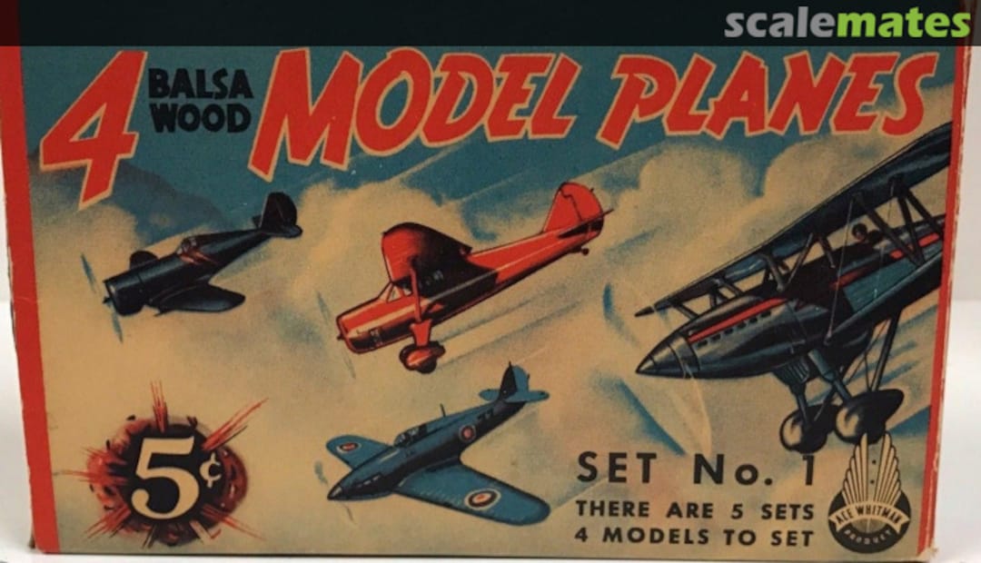 Boxart 4 Balsa Wood Model Airplanes 3959-1 Ace Whitman Boxart 4 Balsa Wood Model Airplanes 3959-1 Ace Whitman