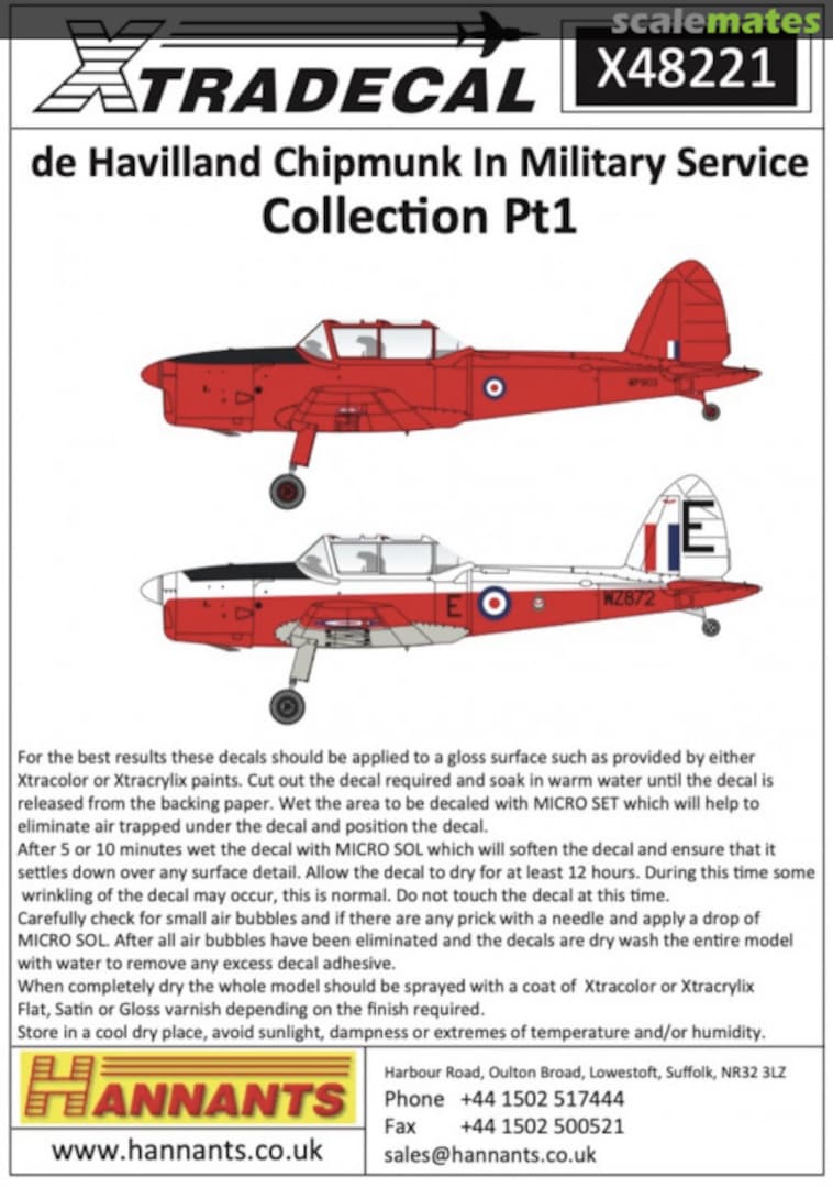 Boxart de Havilland Chipmunk In Military Service X48221 Xtradecal Boxart de Havilland Chipmunk In Military Service X48221 Xtradecal