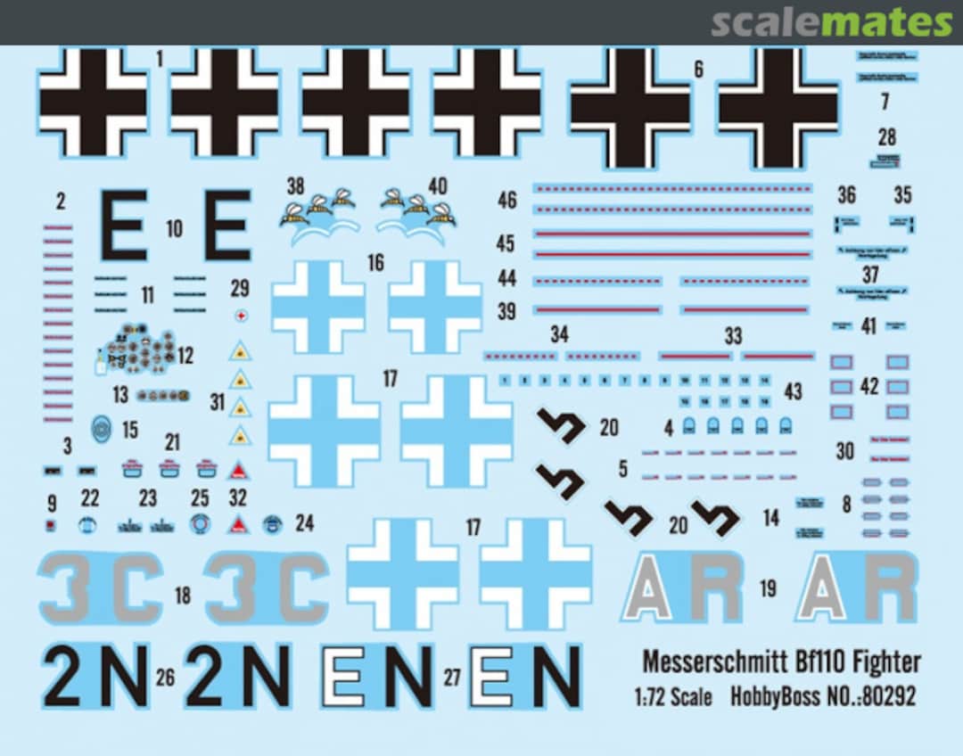 Contents Messerschmitt Bf110 Fighter 80292 HobbyBoss