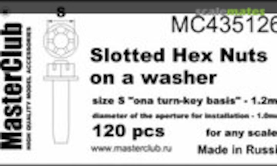 1:35 Ø1,2mm Slotted Hex Nuts on a washer (MasterClub MC435126) MC435126