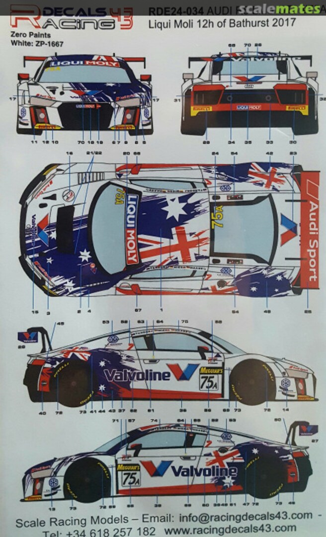 Boxart Audi R8 LMS GT3 #75A Liqui Moly 12h of Bathurst 2017 RDE24-034 Racing Decals 43 Boxart Audi R8 LMS GT3 #75A Liqui Moly 12h of Bathurst 2017 RDE24-034 Racing Decals 43