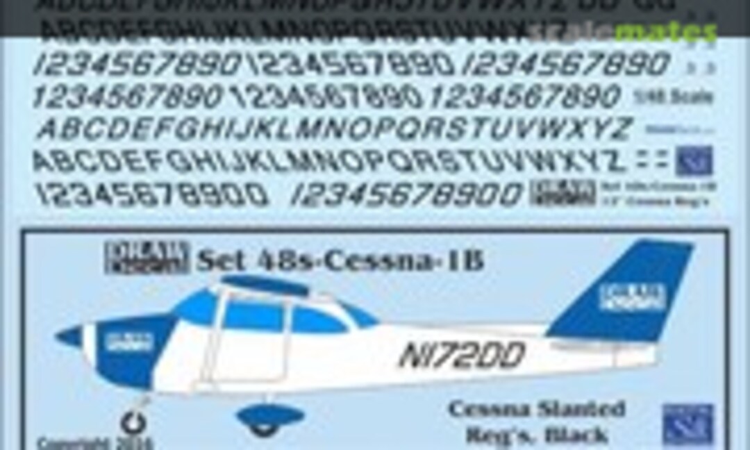 1:48 Cessna Slanted Registrations, Black (Draw Decal 48s-Cessna-1B) 48s-Cessna-1B