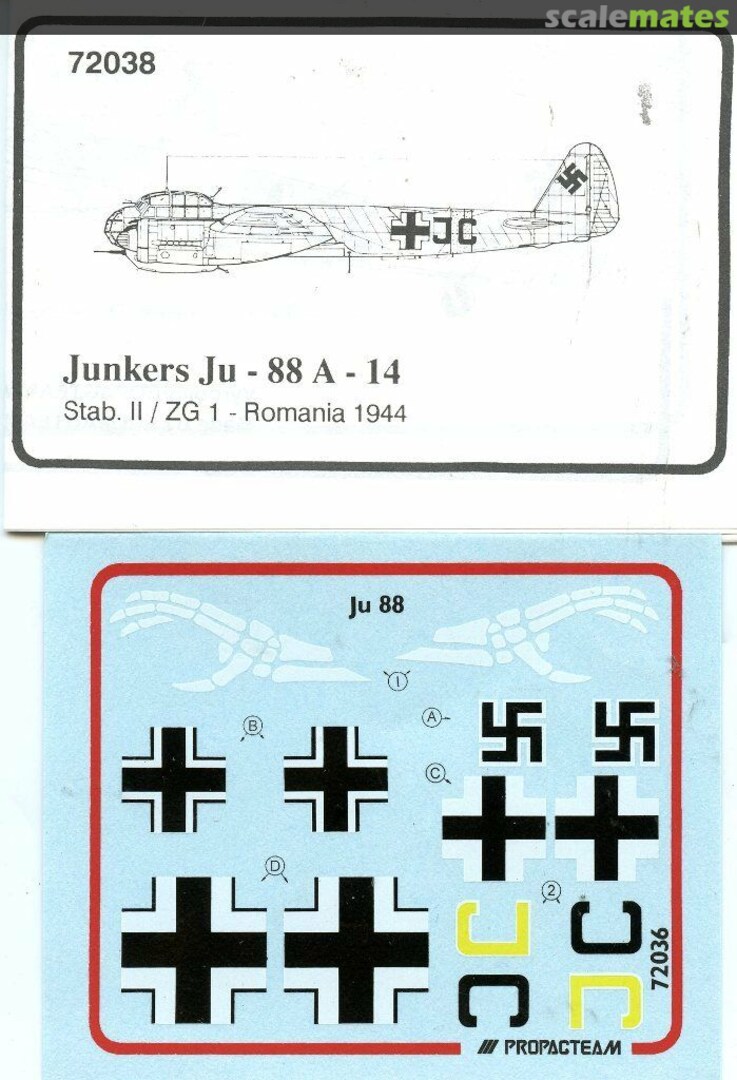 Boxart Junkers JU-88G A-14 72038 Propagteam Boxart Junkers JU-88G A-14 72038 Propagteam