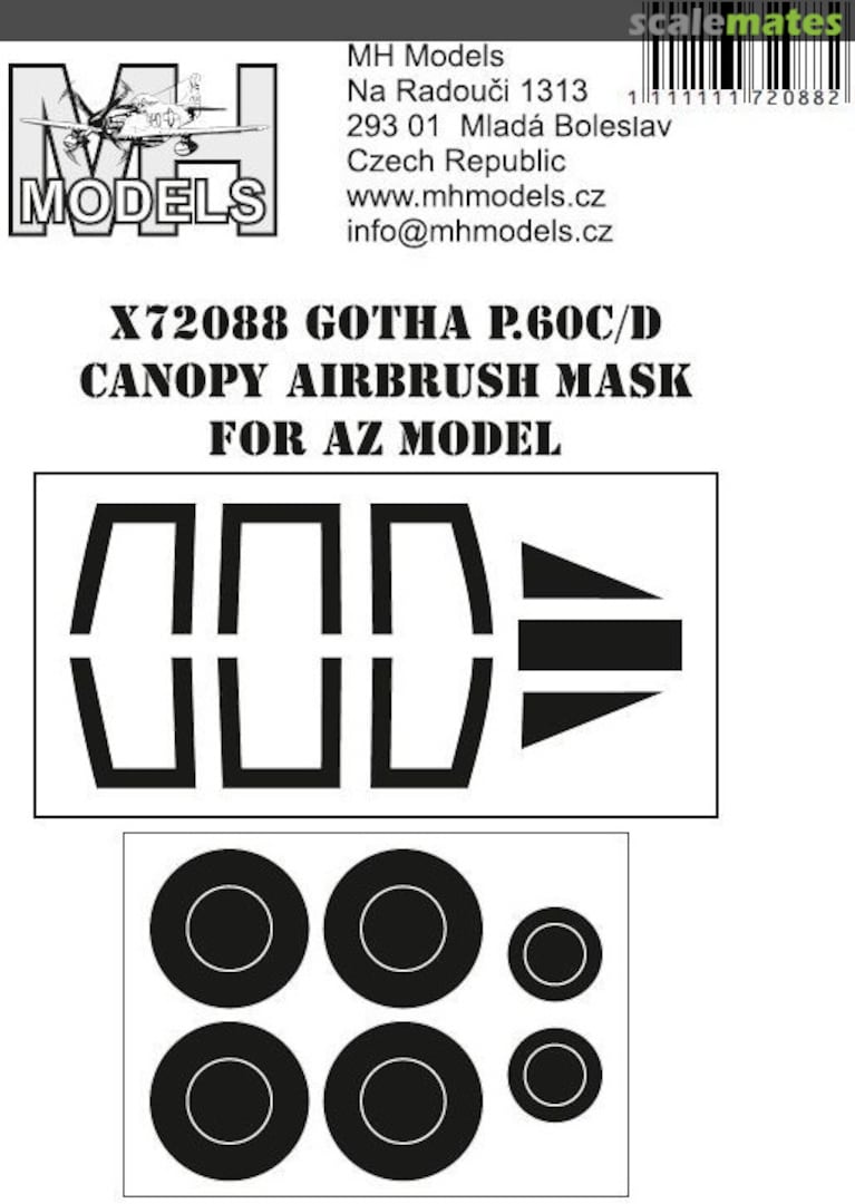 Boxart Gotha P.60C/D Canopy Airbrush Mask X72088 MH Models Boxart Gotha P.60C/D Canopy Airbrush Mask X72088 MH Models