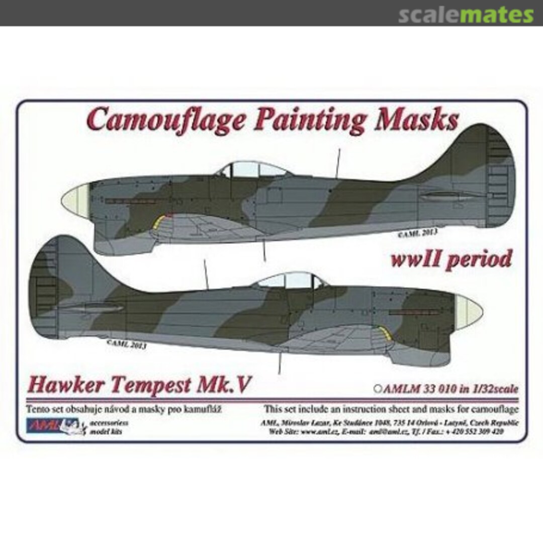 Boxart Hawker Tempest Mk.V, WWII Period camouflage pattern paint mask AMLM33010 AML Boxart Hawker Tempest Mk.V, WWII Period camouflage pattern paint mask AMLM33010 AML
