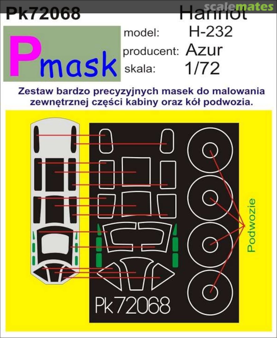Boxart Hanriot H-232 canopy and wheel masks PK72068 Pmask Boxart Hanriot H-232 canopy and wheel masks PK72068 Pmask
