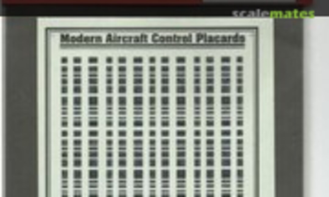 1:72 Cockpit Control Placards (Reheat Models RH133) RH133