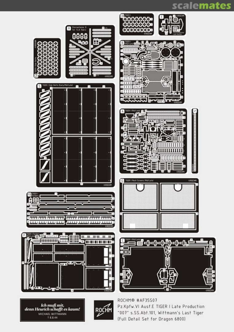 Boxart Pz.Kpfw.VI Ausf.E TIGER I Late Production "007" s.SS.Pz.Abt.101, Wittmann's Last Tiger AF35S07 Rochm Boxart Pz.Kpfw.VI Ausf.E TIGER I Late Production "007" s.SS.Pz.Abt.101, Wittmann's Last Tiger AF35S07 Rochm