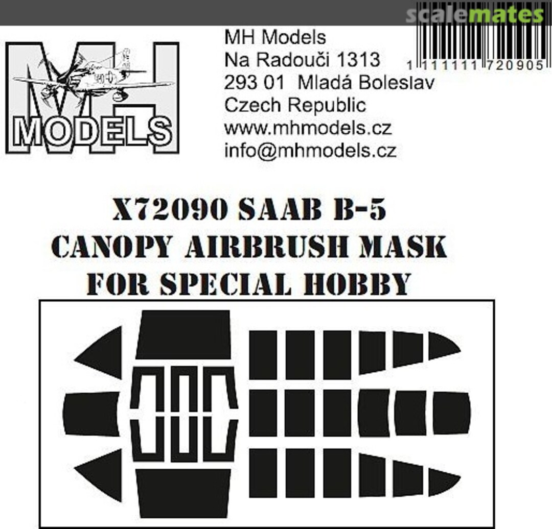 Boxart SAAB B-5 Canopy Airbrush Mask X72090 MH Models Boxart SAAB B-5 Canopy Airbrush Mask X72090 MH Models