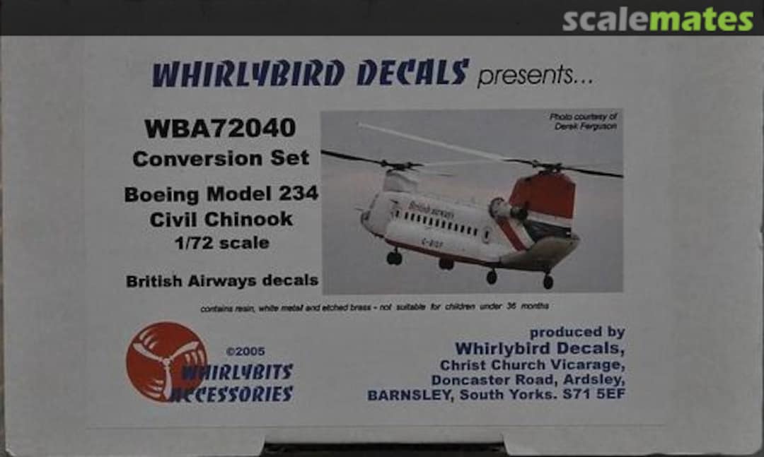 Boxart Boeing Model 234 Civil Chinook WBA72040 Whirlybird Boxart Boeing Model 234 Civil Chinook WBA72040 Whirlybird