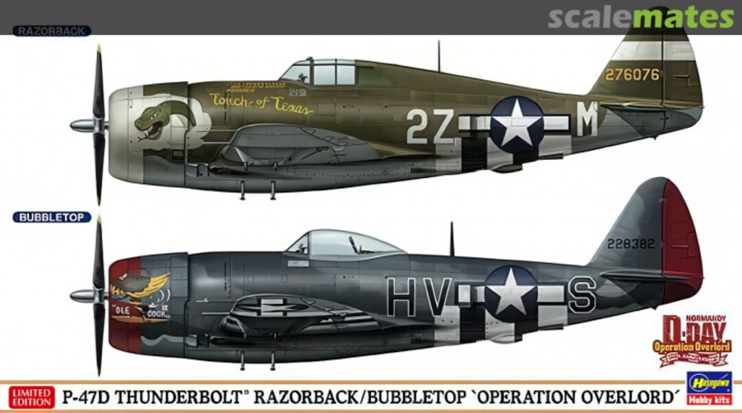 Boxart P-47D Thunderbolt Razorback/Bubbletop 'Operation Overlord' 02099 Hasegawa