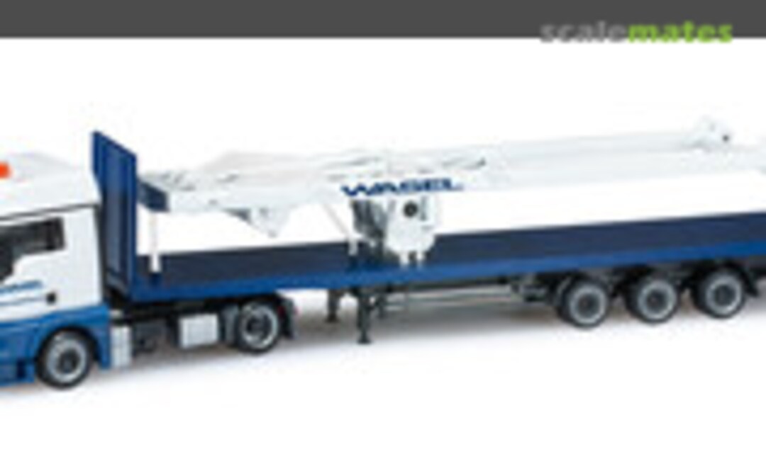 MAN TGX XLX Lowliner Flachbett Sattelzug mit SA Bock &quot;Wasel Krane&quot; (Herpa 303071)