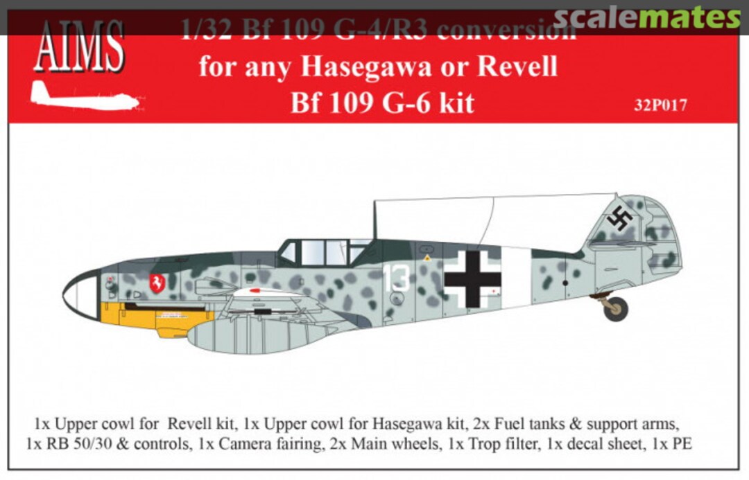 Boxart Bf 109 G-4/R3 conversion for any Hasegawa or Revell Bf 109 G-6 kit 32P017 AIMS