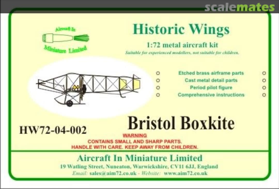 Boxart Bristol Boxkite HW72-04-002 Aircraft In Miniature Ltd Boxart Bristol Boxkite HW72-04-002 Aircraft In Miniature Ltd