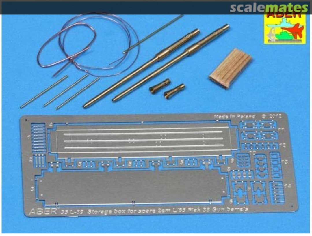 Boxart Set of 2 German spare 2cm L/65 Flak 38 gun barrels with storage box 35L089 Aber Boxart Set of 2 German spare 2cm L/65 Flak 38 gun barrels with storage box 35L089 Aber