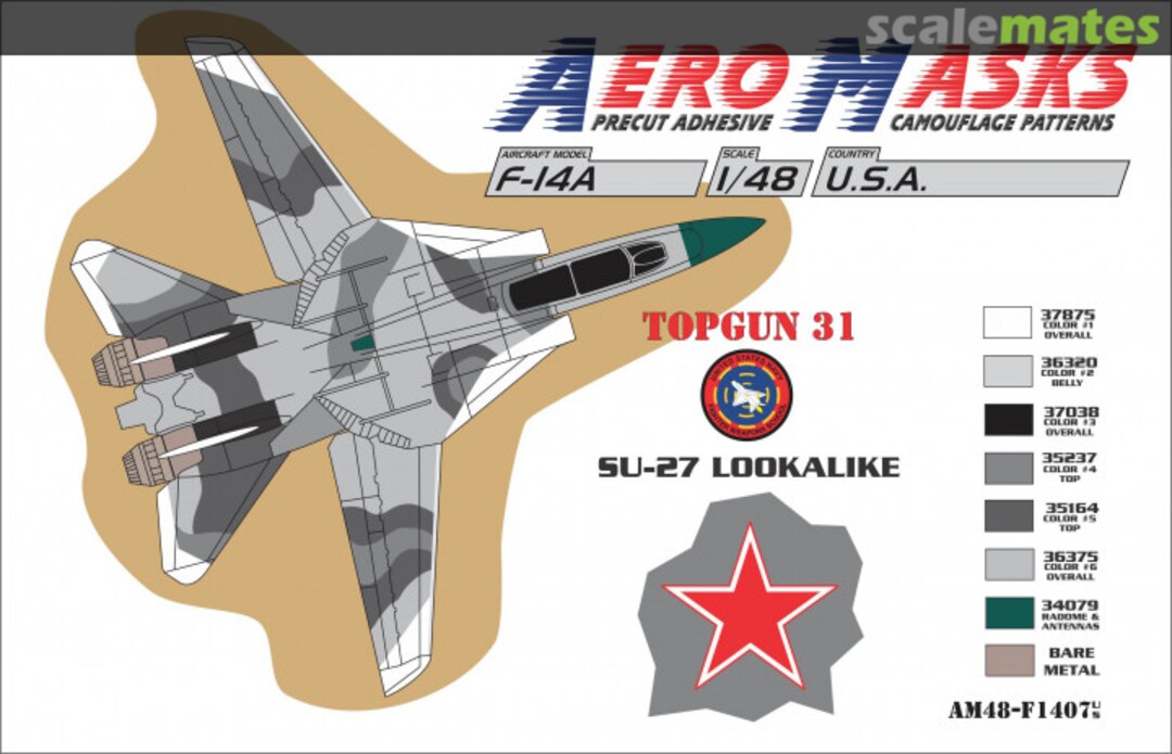 Boxart F-14A USA TopGun 31 Su-27 Lookalike AM48-F1407 AeroMasks Boxart F-14A USA TopGun 31 Su-27 Lookalike AM48-F1407 AeroMasks