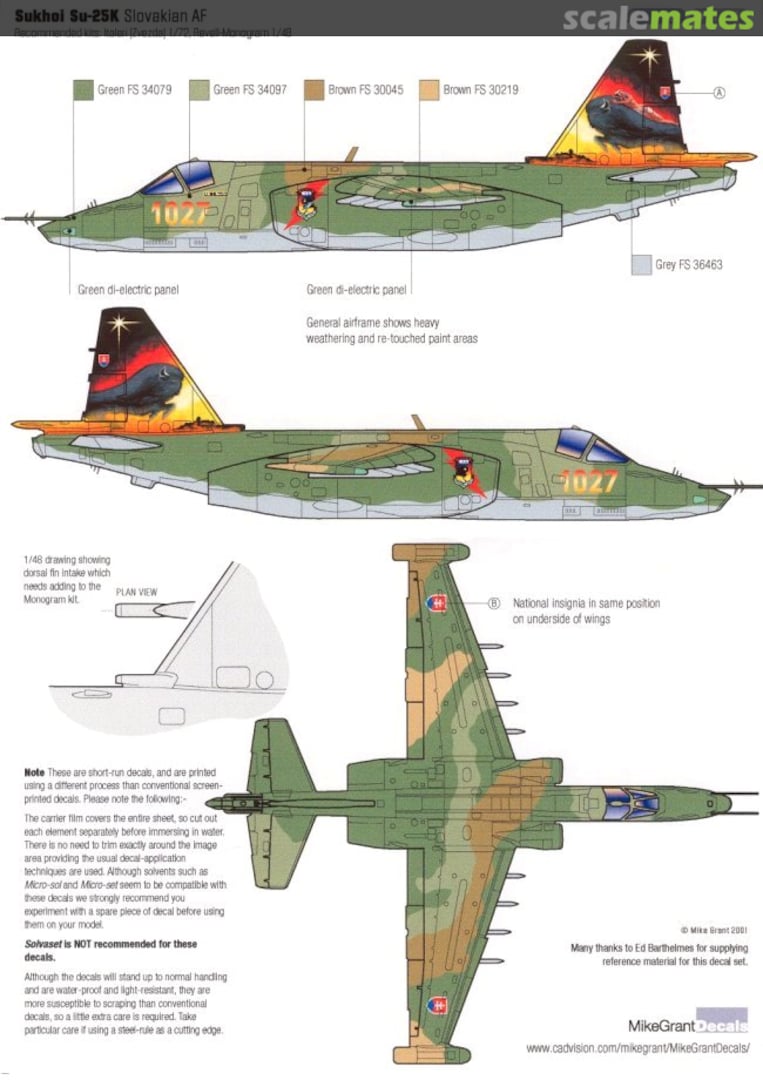 Boxart Sukhoi Su-25K Slovakian AF MG72016 Mike Grant Decals Boxart Sukhoi Su-25K Slovakian AF MG72016 Mike Grant Decals