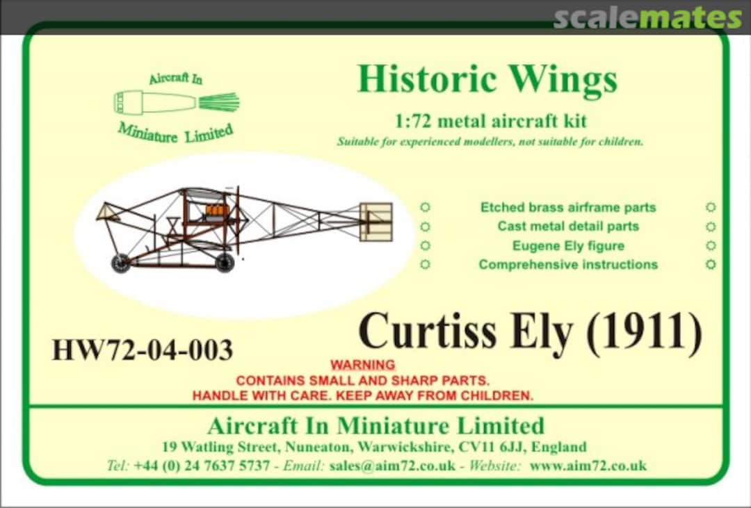 Boxart Curtiss Ely (1911) HW72-04-003 Aircraft In Miniature Ltd Boxart Curtiss Ely (1911) HW72-04-003 Aircraft In Miniature Ltd