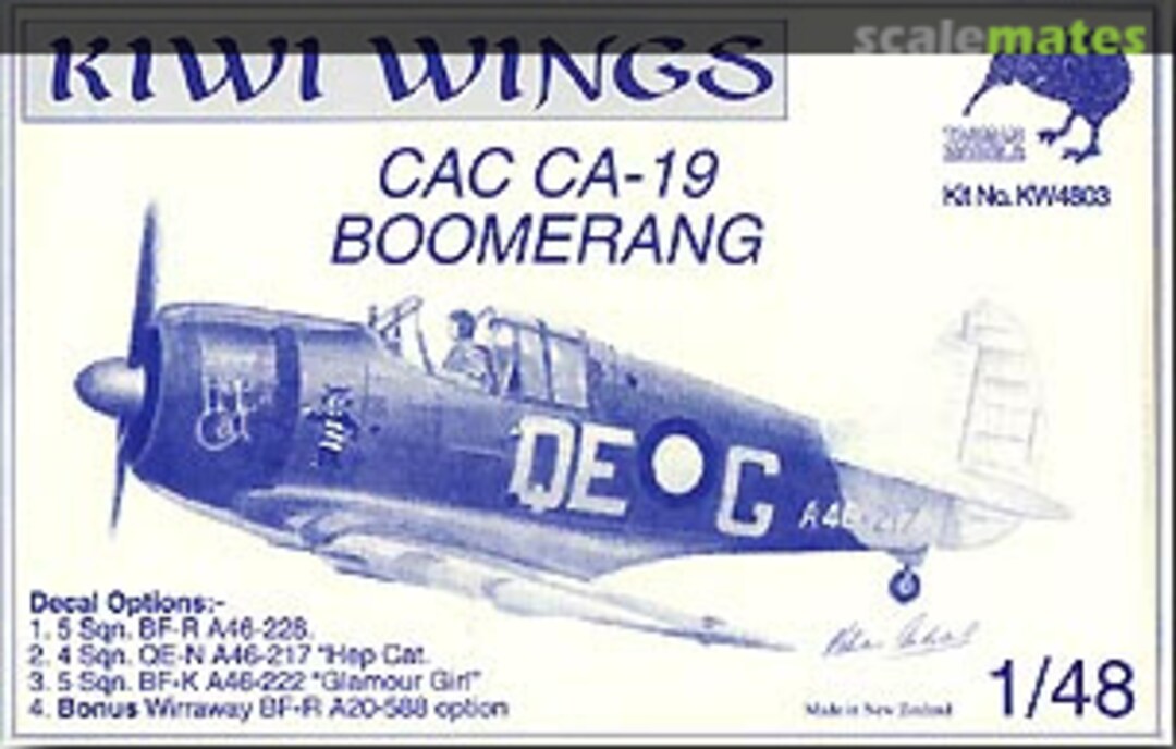 Boxart CAC CA-19 Boomerang KW4803 Tasman Model Products