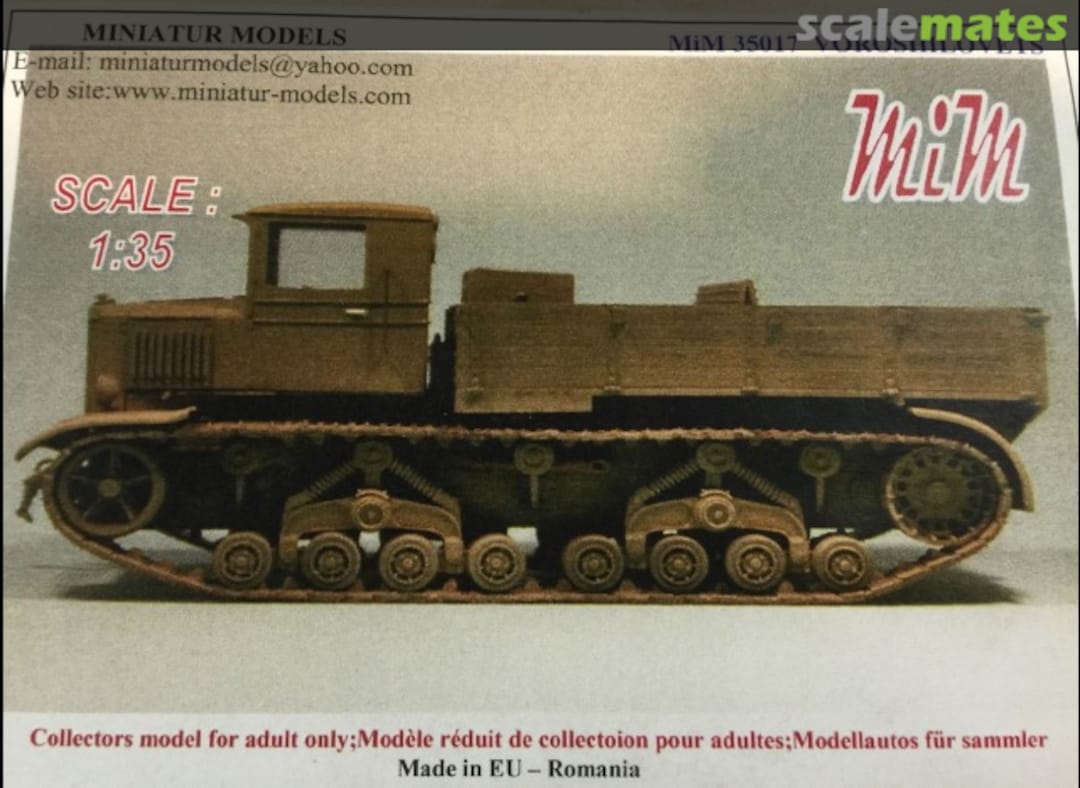 Boxart Soviet Voroshilovets tracked truck MiM 35017 Miniatur Models Boxart Soviet Voroshilovets tracked truck MiM 35017 Miniatur Models