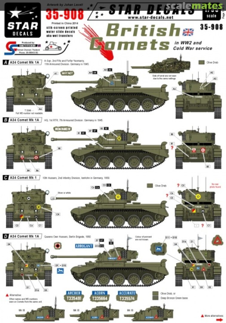 Boxart British Comets in WW2 and Cold War Service 35-908 Star Decals Boxart British Comets in WW2 and Cold War Service 35-908 Star Decals