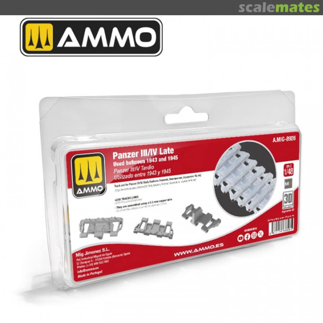 Boxart Panzer III/IV Late, 1943-1945 track set A.MIG-8926 Ammo by Mig Jimenez Boxart Panzer III/IV Late, 1943-1945 track set A.MIG-8926 Ammo by Mig Jimenez