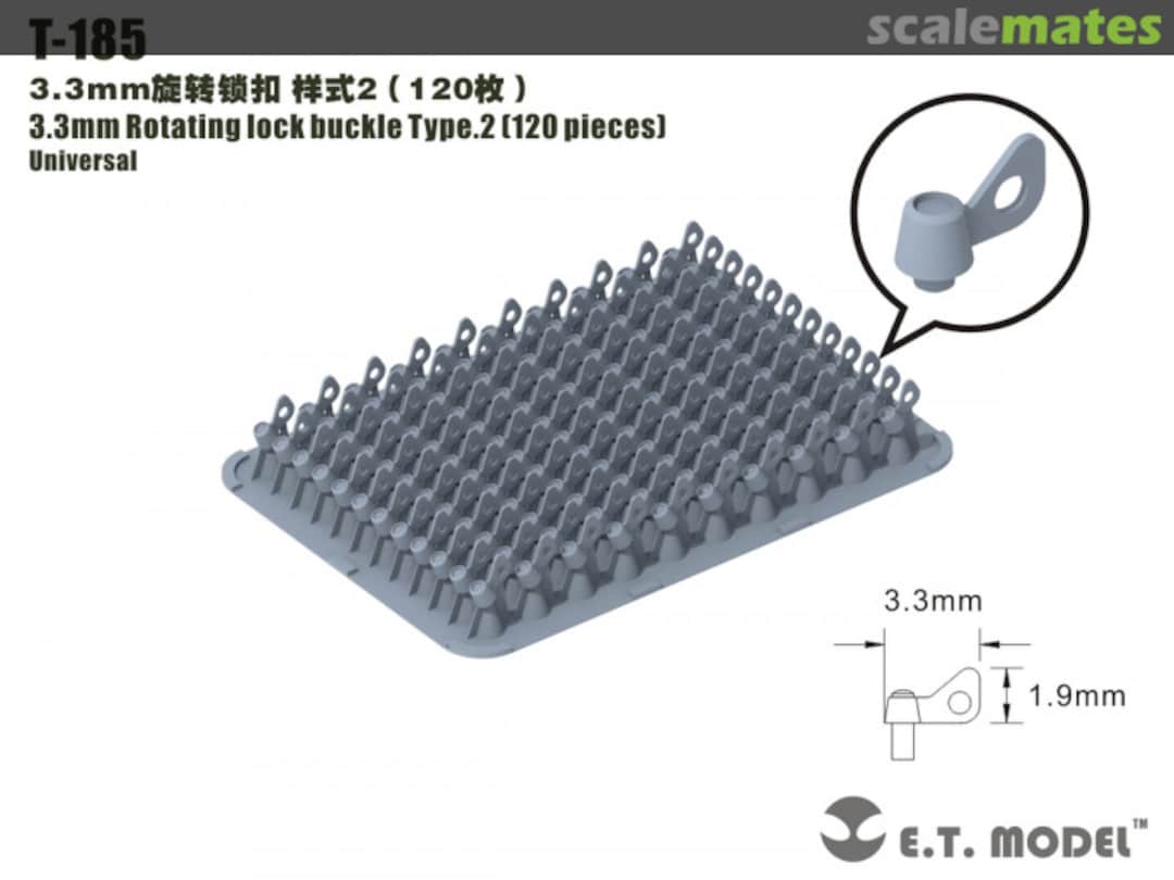 Boxart 3.3 mm Rotating Lock Buckle Type 2 Universal Set (120 pcs) T-185 E.T. Model Boxart 3.3 mm Rotating Lock Buckle Type 2 Universal Set (120 pcs) T-185 E.T. Model