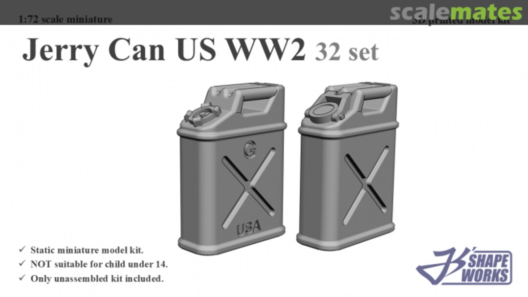 Boxart Jerry Can US WW2 (32 set) JS72D002 Js' Shapeworks Boxart Jerry Can US WW2 (32 set) JS72D002 Js' Shapeworks