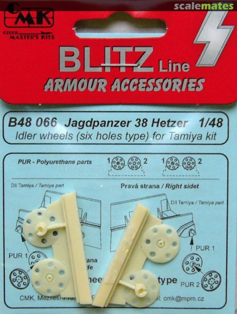 Boxart Jagdpanzer 38 Hetzer Idler wheels (six holes type) B48066 CMK Boxart Jagdpanzer 38 Hetzer Idler wheels (six holes type) B48066 CMK