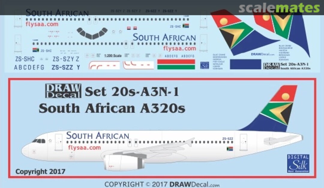 Boxart South African A320s 20-A3N-1 Draw Decal