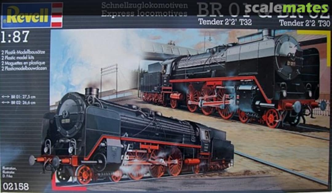 Boxart Schnellzuglokomotiven Express locomotives BR 01 Tender 2'2' T32 & BR 02 Tender 2'2 T30 02158 Revell