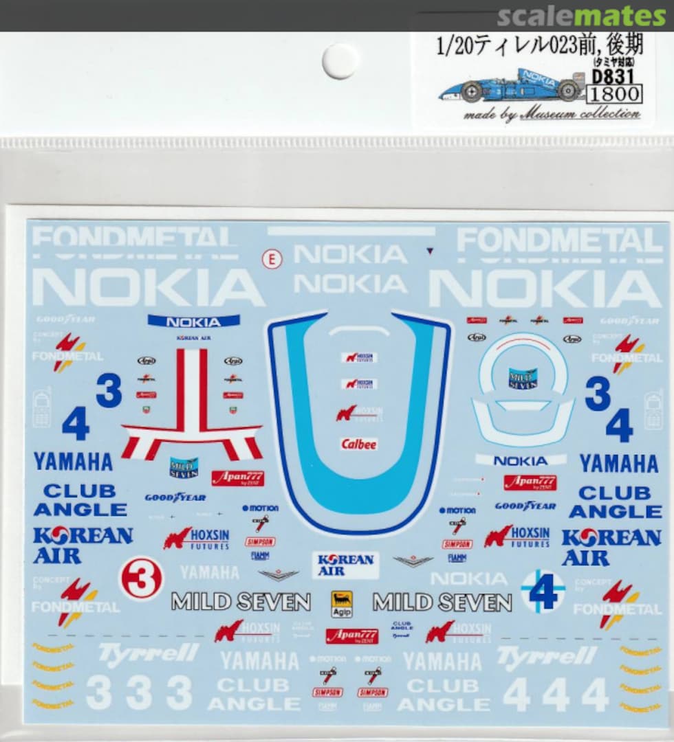 Boxart Tyrrell 023 Early Model & Late Model (for Tamiya) D831 Museum collection Boxart Tyrrell 023 Early Model & Late Model (for Tamiya) D831 Museum collection