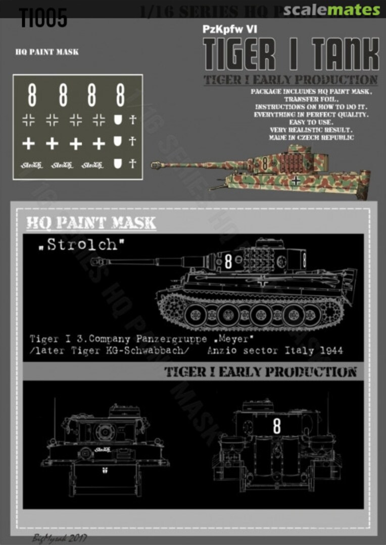 Boxart Tiger I #8 Early Production 3.Komp. Panzergruppe Meyer Anzio Sector Italy 1944 Paint Mask TI 005 HQ-Masks Boxart Tiger I #8 Early Production 3.Komp. Panzergruppe Meyer Anzio Sector Italy 1944 Paint Mask TI 005 HQ-Masks