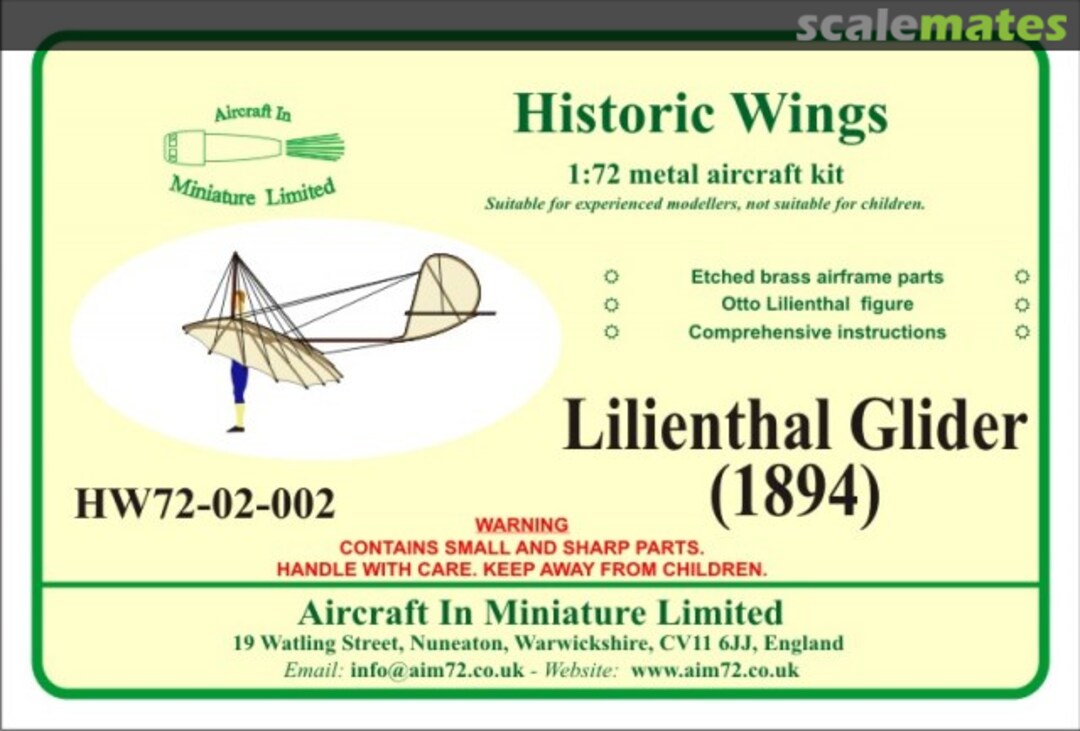 Boxart Lilienthal Glider (1894) HW72-02-002 Aircraft In Miniature Ltd Boxart Lilienthal Glider (1894) HW72-02-002 Aircraft In Miniature Ltd