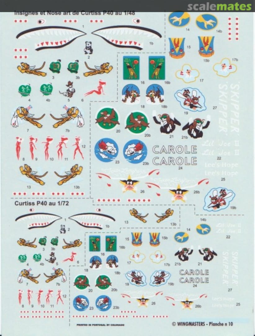 Boxart Insignes et Nose art de Curtiss P-40 10 WingMasters Boxart Insignes et Nose art de Curtiss P-40 10 WingMasters