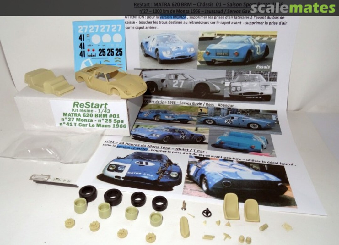 Boxart MATRA SIMCA M620 Ford #001 n°27 Monza 1966 - n°25 Spa 1966 - n°41T Le Mans 1966 RS66041 ReStart Boxart MATRA SIMCA M620 Ford #001 n°27 Monza 1966 - n°25 Spa 1966 - n°41T Le Mans 1966 RS66041 ReStart