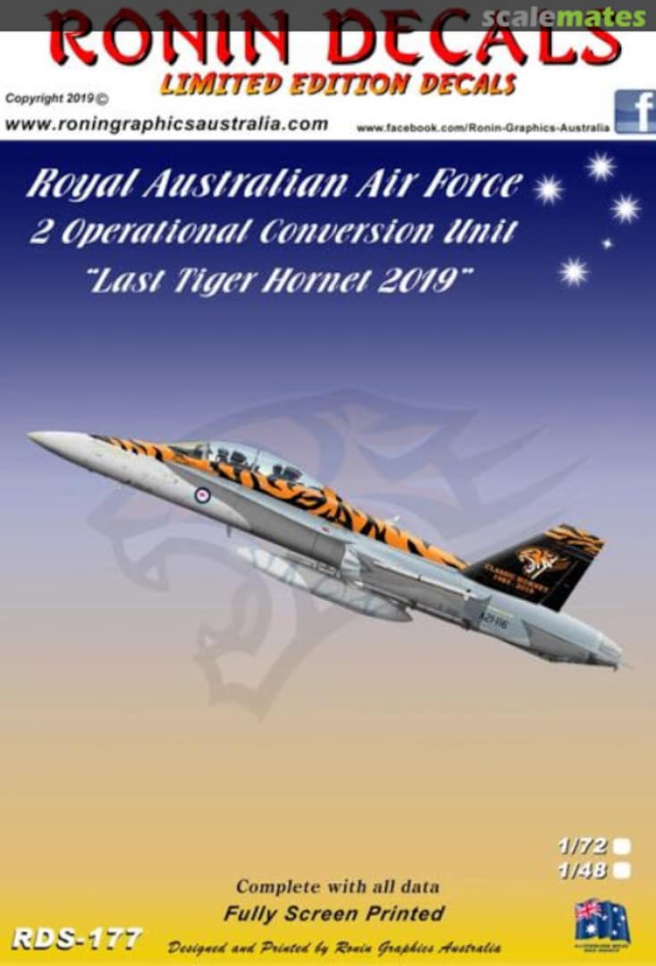 Boxart Royal Australian Air Force - 2 Operational Conversion Unit ' "Last Tiger Hornet 2019" RDS-177 Ronin Decals Boxart Royal Australian Air Force - 2 Operational Conversion Unit ' "Last Tiger Hornet 2019" RDS-177 Ronin Decals