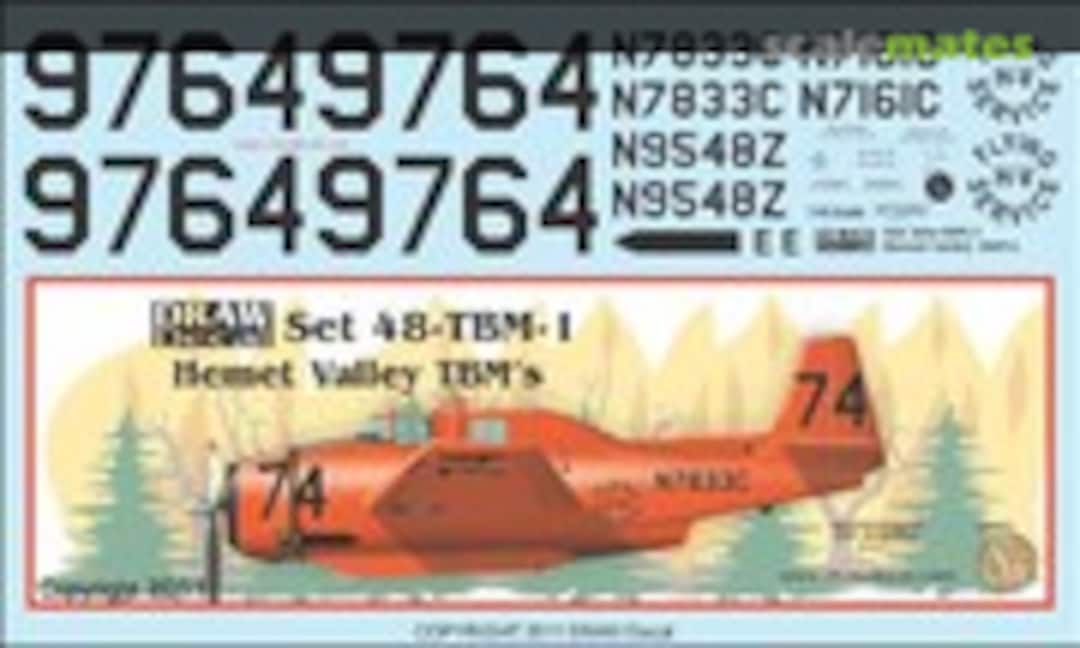 1:48 Hemet Valley TBM Avenger Fire Bombers (Draw Decal 48-TBM-1) 48-TBM-1