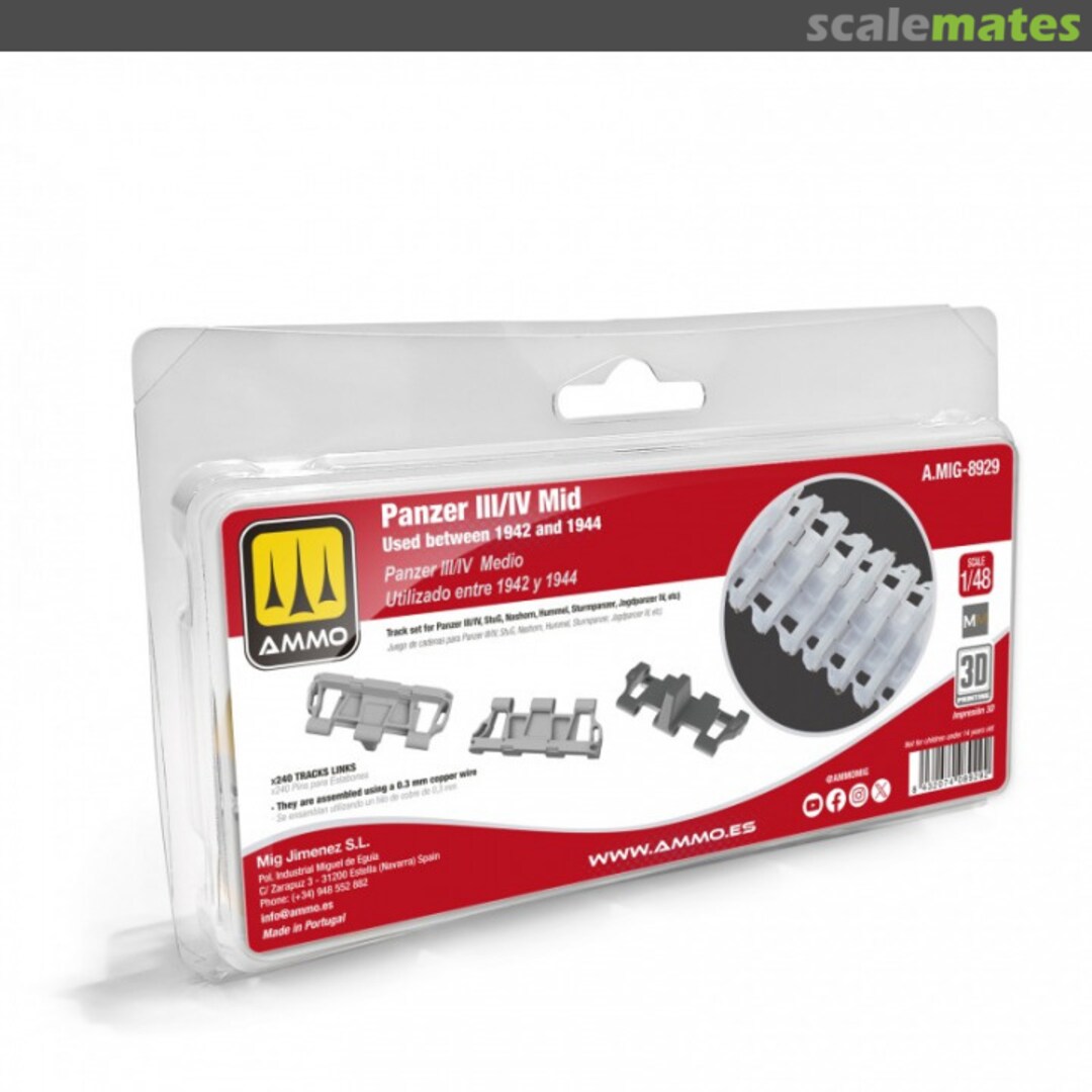 Boxart Panzer III/IV Mid, 1942-1944 track set A.MIG-8929 Ammo by Mig Jimenez Boxart Panzer III/IV Mid, 1942-1944 track set A.MIG-8929 Ammo by Mig Jimenez