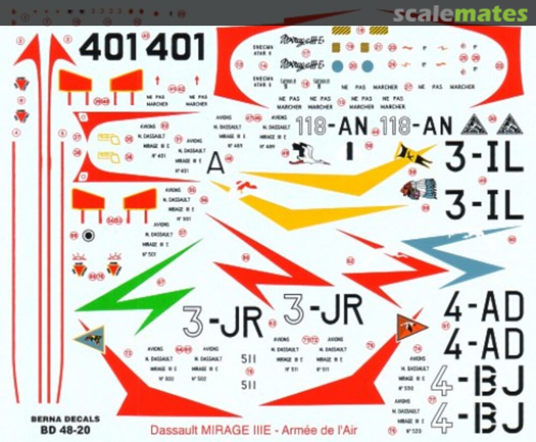 Boxart Dassault Mirage III E BD 48-20 Berna Decals Boxart Dassault Mirage III E BD 48-20 Berna Decals