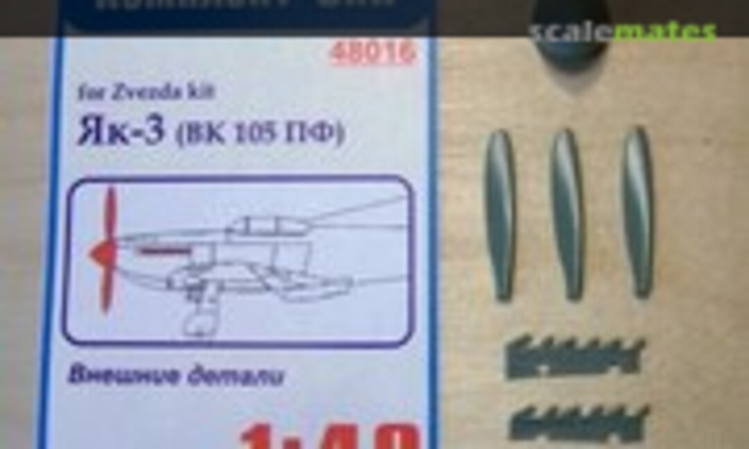 1:48 Exterior details the Yak-3 (VK 105 FP) (Komplekt Zip 48016) 48016