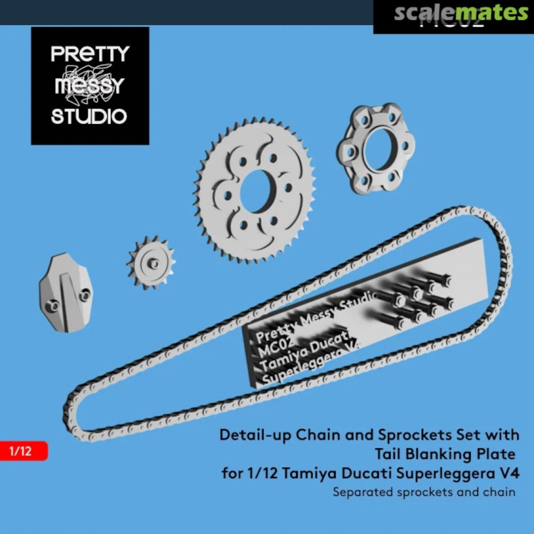 Boxart Chain and Sprockets set for Tamiya 1/12 Superleggera V4 MC02 Pretty Messy Studio Boxart Chain and Sprockets set for Tamiya 1/12 Superleggera V4 MC02 Pretty Messy Studio
