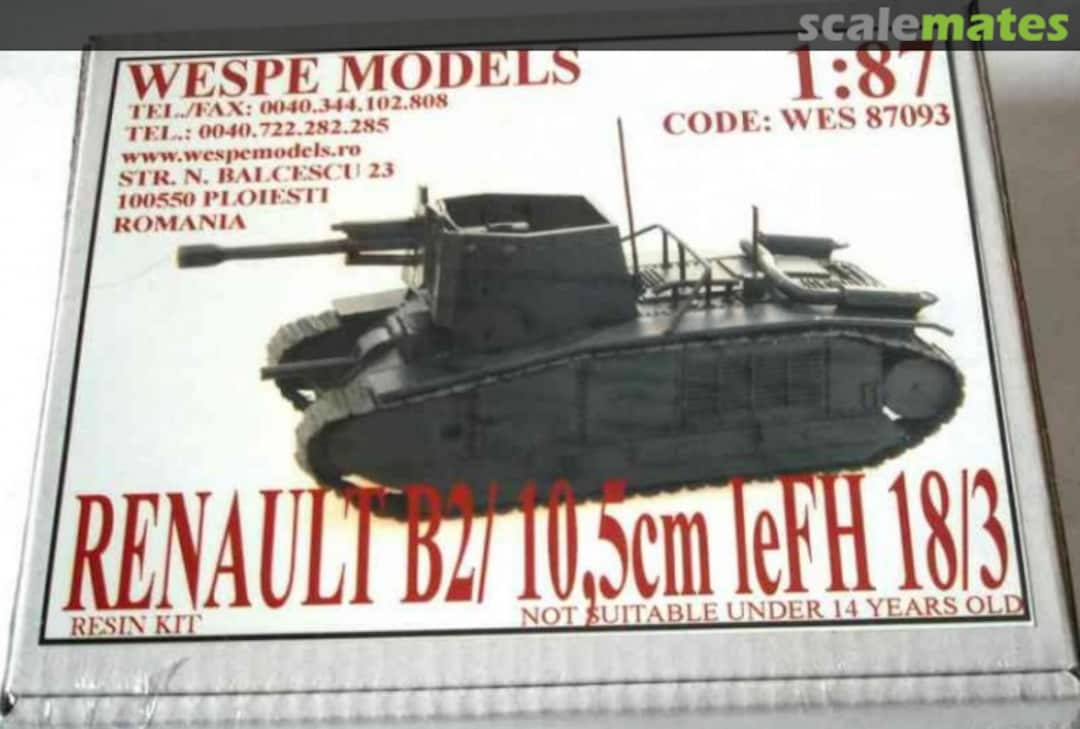 Boxart Renault B2 / 10,5cm leFH 18/3 WES 87093 Wespe Models Boxart Renault B2 / 10,5cm leFH 18/3 WES 87093 Wespe Models