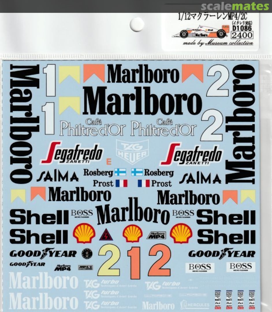 Boxart McLaren MP4/2C Decal D1086 Museum collection Boxart McLaren MP4/2C Decal D1086 Museum collection