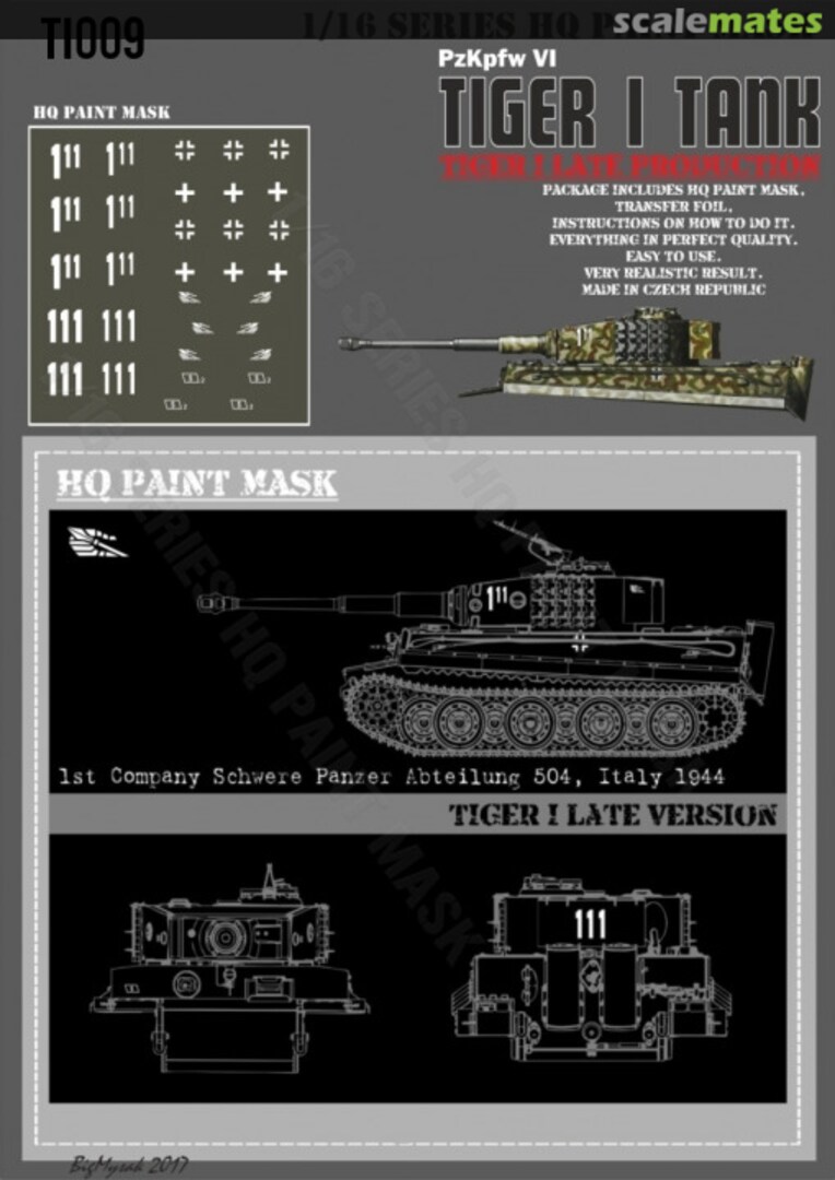 Boxart Tiger I #111 Late Production 1st Kompanie Schwere Pz.Abt.504 in Italy 1944 Paint Mask TI 009 HQ-Masks Boxart Tiger I #111 Late Production 1st Kompanie Schwere Pz.Abt.504 in Italy 1944 Paint Mask TI 009 HQ-Masks