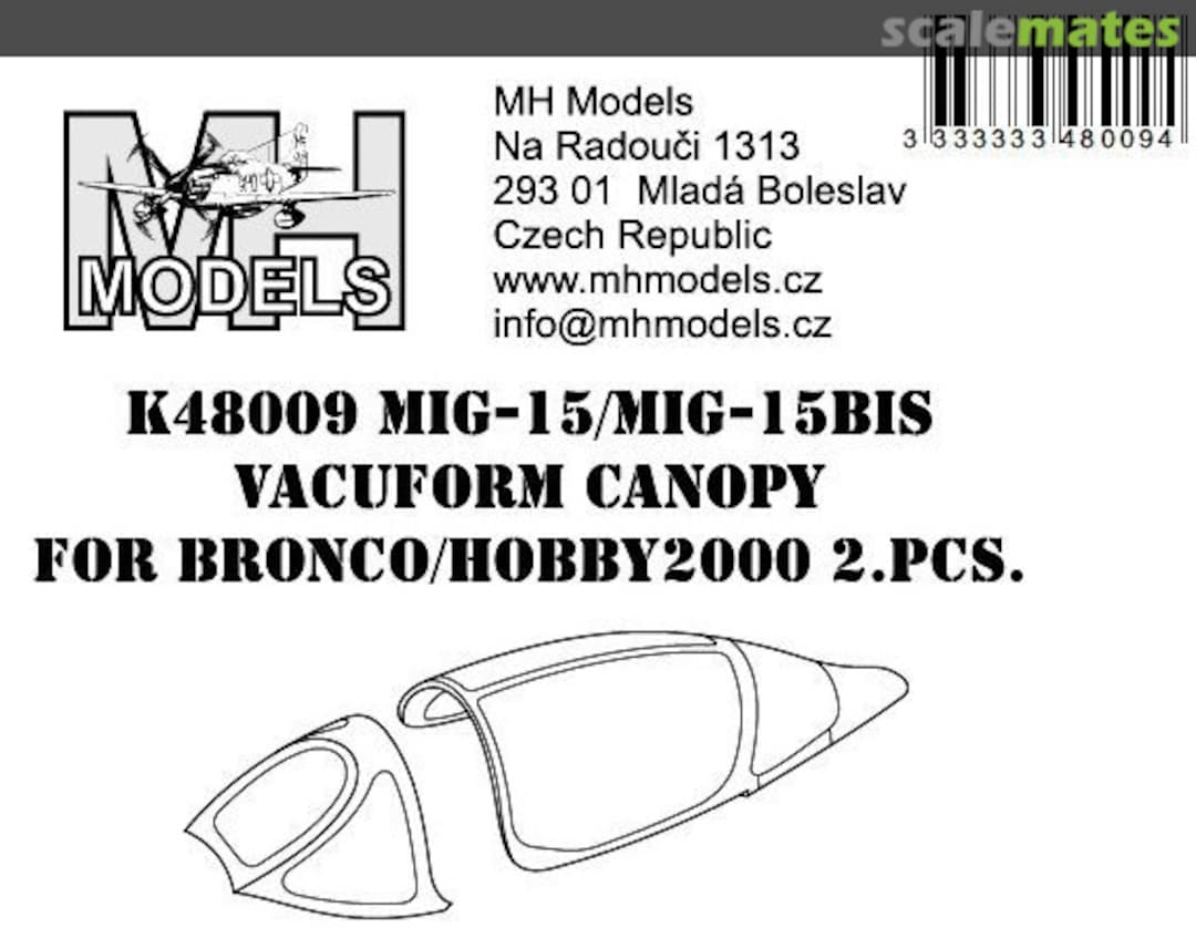 Boxart Mig-15/Mig-15bis Vacuform Canopy K48009 MH Models Boxart Mig-15/Mig-15bis Vacuform Canopy K48009 MH Models