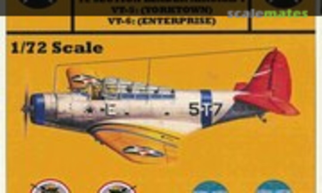 1:72 Pre-WWII 1937-41 USN TBD-1 Devastator (Yellow-Wings Decals 72-026) 72-026
